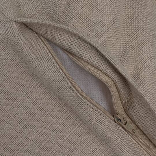 Hello Honey® 20" Cream & Brown Striped Woven Linen Fringed Pillow